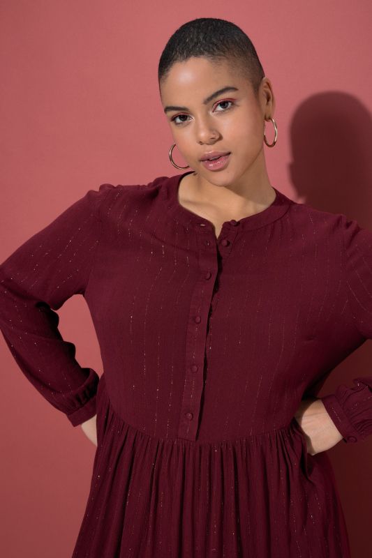 Glitter Stripe Chiffon Long Sleeve Dress