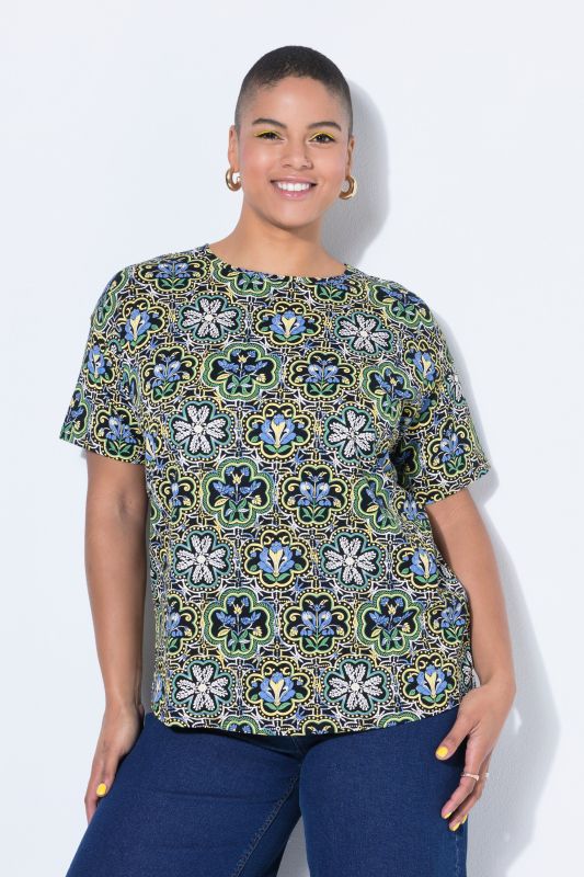 Floral Mosaic Print Short Sleeve Tee