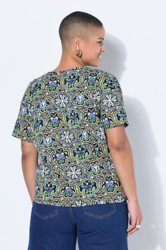 Floral Mosaic Print Short Sleeve Tee