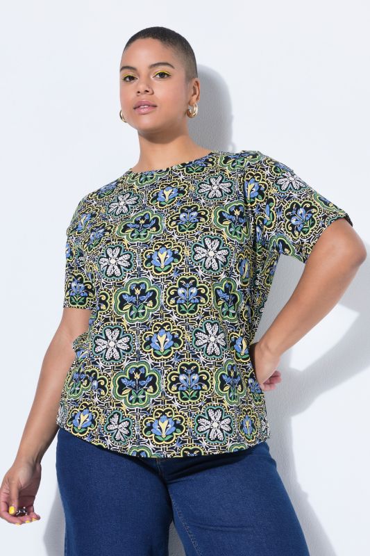 Floral Mosaic Print Short Sleeve Tee