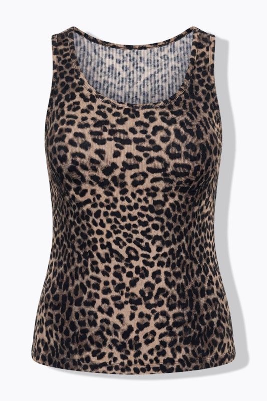 Leopard Print Ribbed Jersey Tank