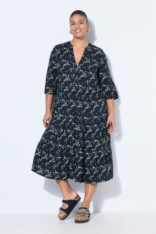 Floral Print 3/4 Sleeve Dress