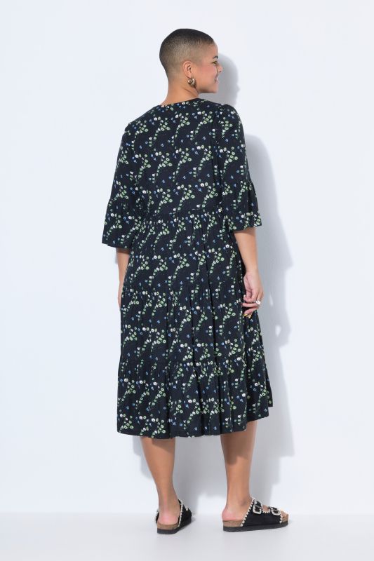 Floral Print 3/4 Sleeve Dress