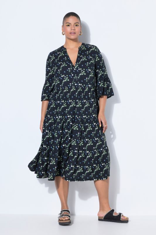 Floral Print 3/4 Sleeve Dress