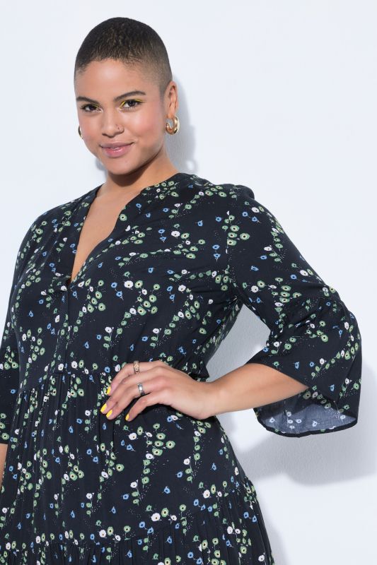 Floral Print 3/4 Sleeve Dress