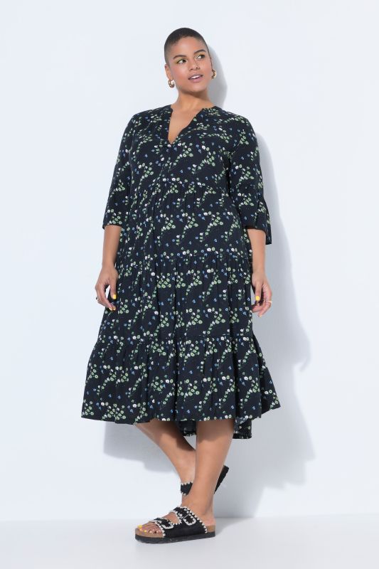 Floral Print 3/4 Sleeve Dress