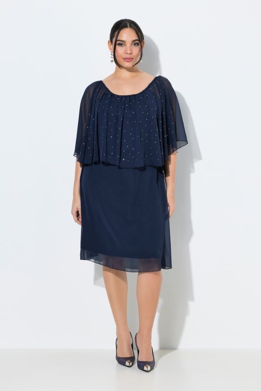 Carmen Neckline Layered Chiffon Dress