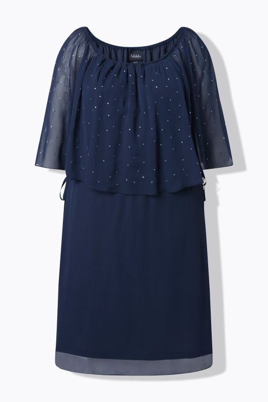 Carmen Neckline Layered Chiffon Dress