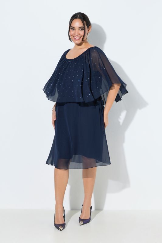Carmen Neckline Layered Chiffon Dress