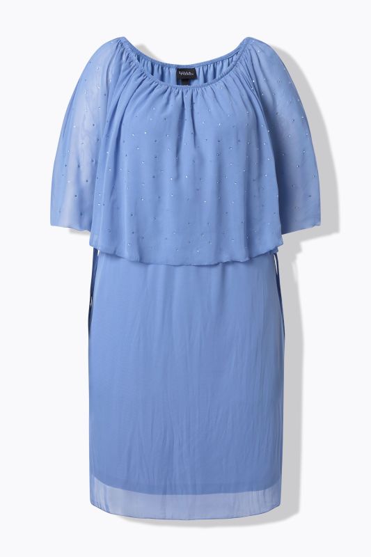 Carmen Neckline Layered Chiffon Dress