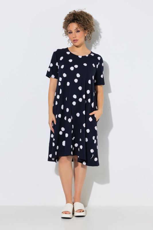 Polka Dot Short Sleeve Midi Dress