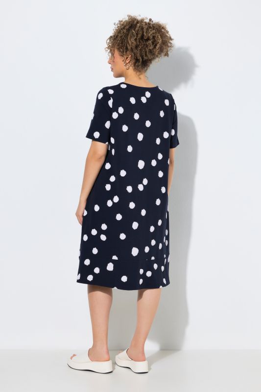Polka Dot Short Sleeve Midi Dress