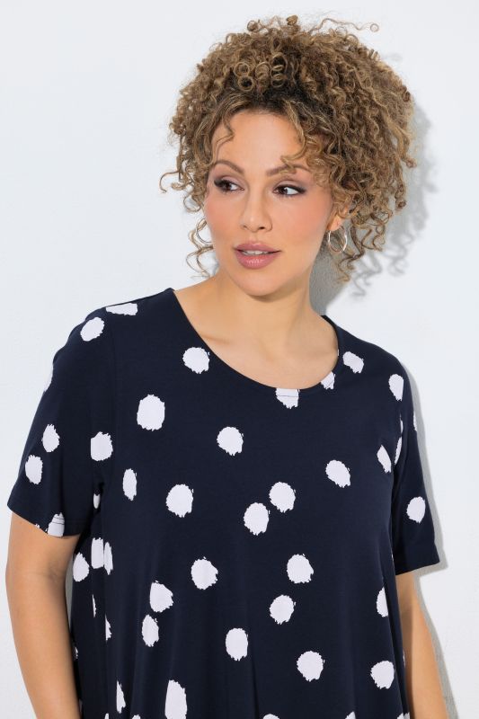 Polka Dot Short Sleeve Midi Dress