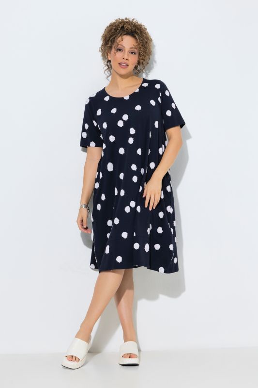 Polka Dot Short Sleeve Midi Dress
