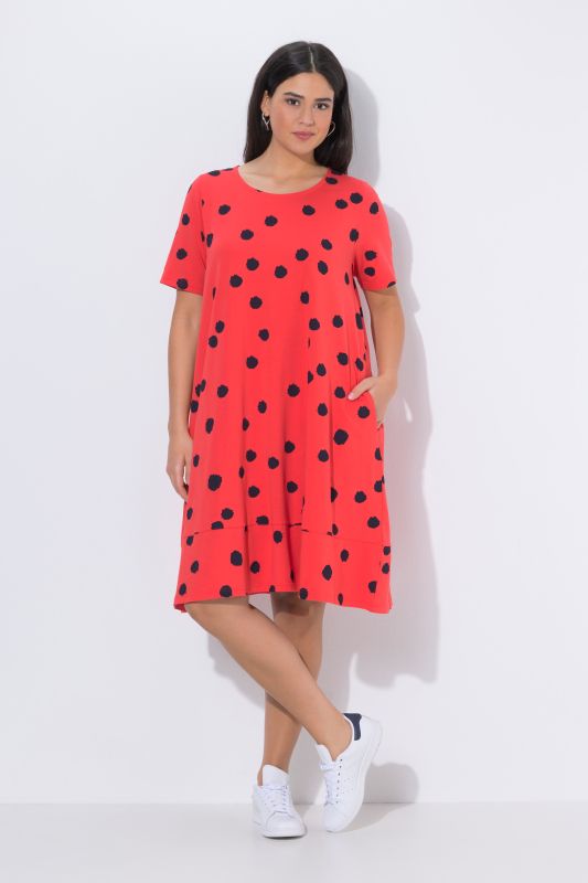 Polka Dot Short Sleeve Midi Dress