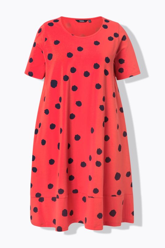 Polka Dot Short Sleeve Midi Dress