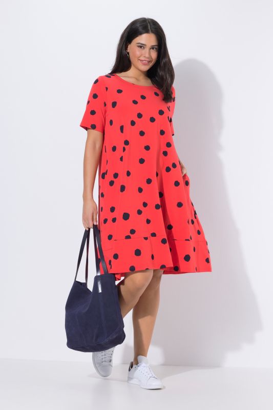 Polka Dot Short Sleeve Midi Dress