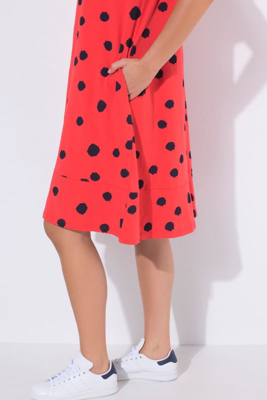 Polka Dot Short Sleeve Midi Dress