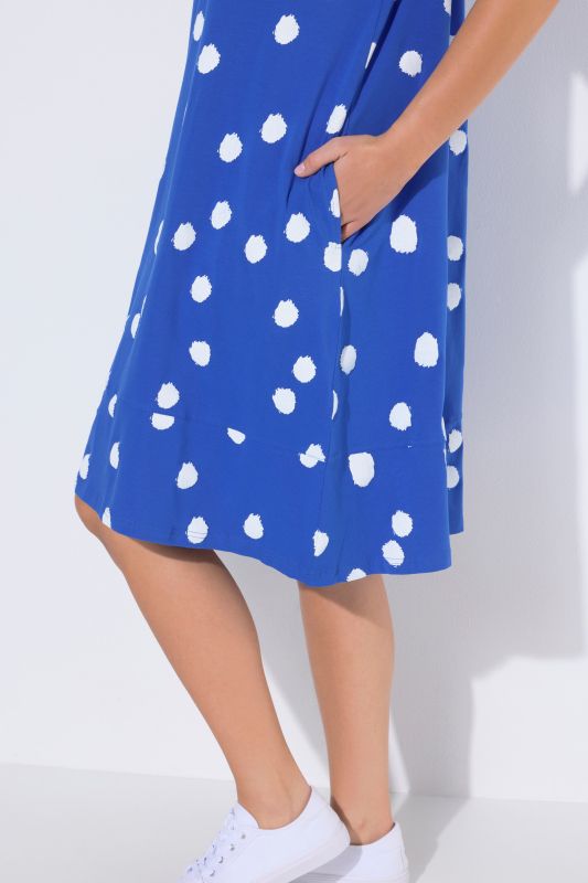 Polka Dot Short Sleeve Midi Dress