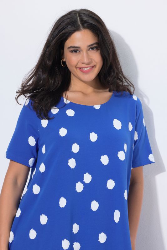 Polka Dot Short Sleeve Midi Dress
