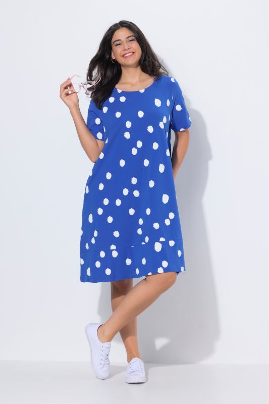 Polka Dot Short Sleeve Midi Dress