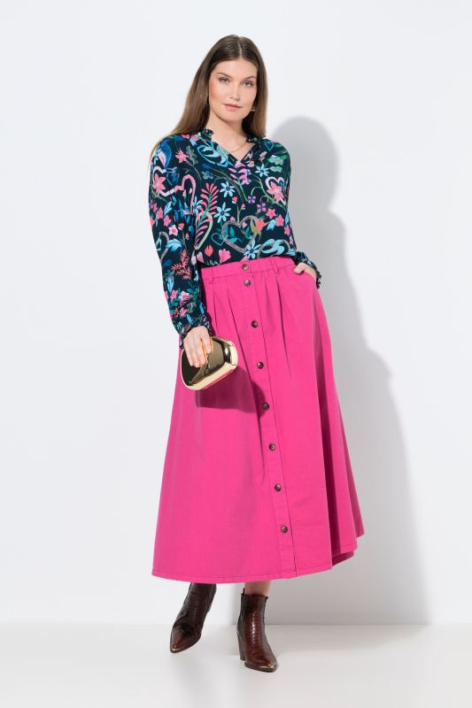 Button Front Denim Skirt