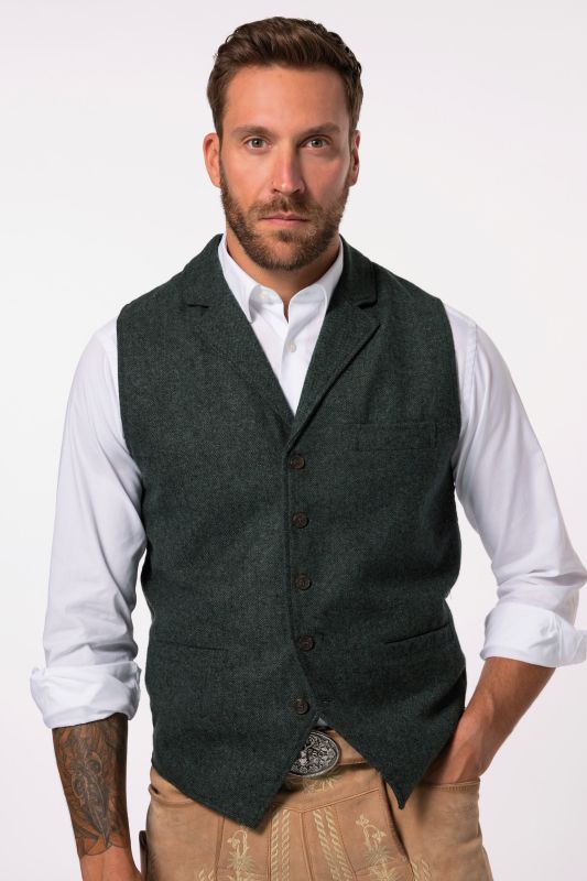 JP 1880 tweed vest FLEXNAMIC®, lapel, knitted back