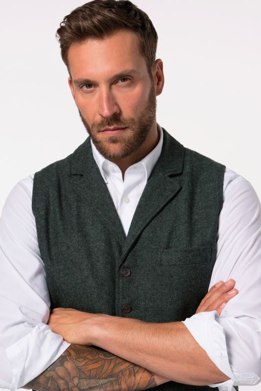 JP 1880 tweed vest FLEXNAMIC®, lapel, knitted back