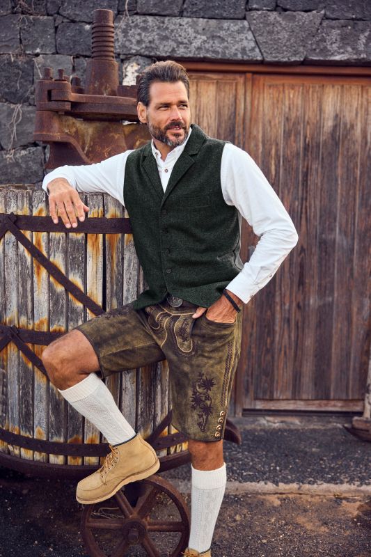 JP 1880 tweed vest FLEXNAMIC®, lapel, knitted back