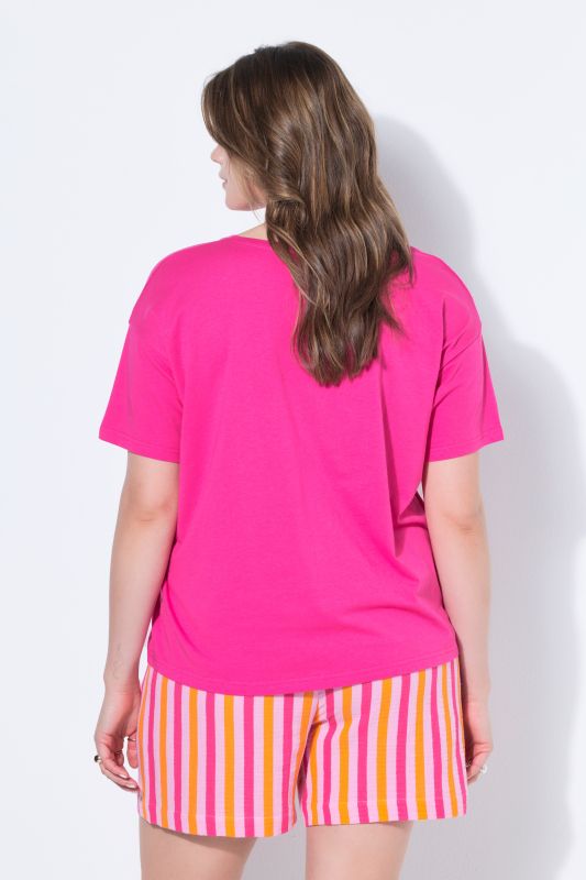 Round Neck Short Sleeve Relaxed Fit Cotton Tee