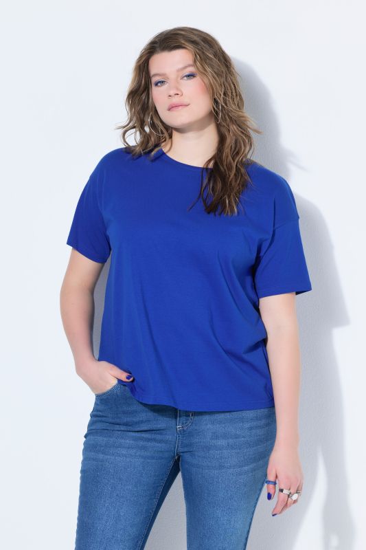 Round Neck Short Sleeve Relaxed Fit Cotton Tee