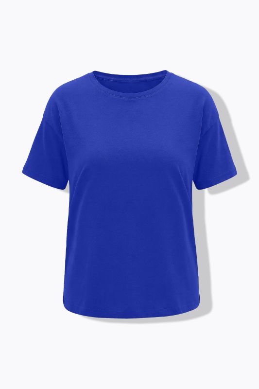 Round Neck Short Sleeve Relaxed Fit Cotton Tee