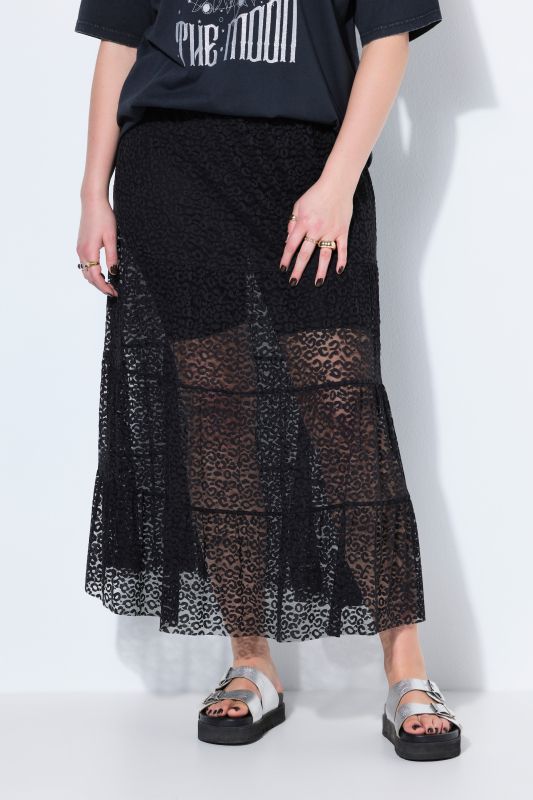Sheer Lace Tiered Skirt