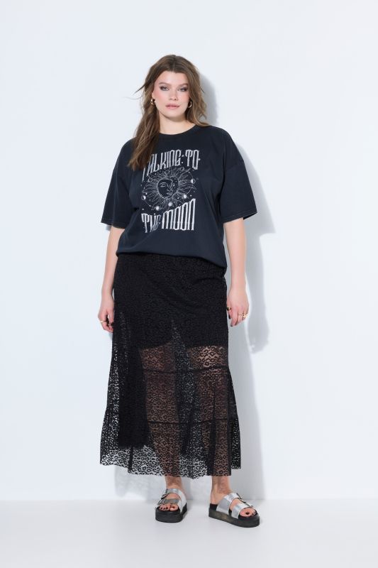 Sheer Lace Tiered Skirt