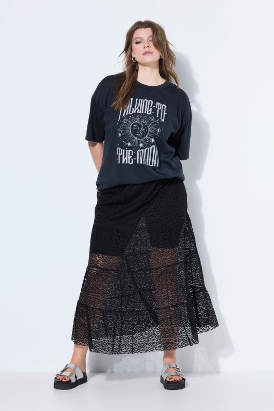 Sheer Lace Tiered Skirt