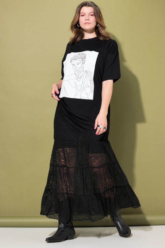 Sheer Lace Tiered Skirt