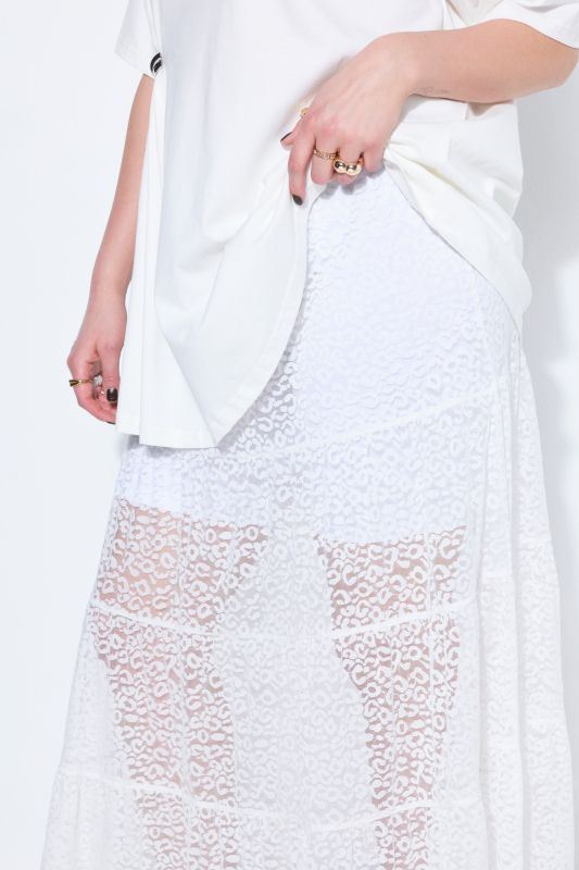 Sheer Lace Tiered Skirt