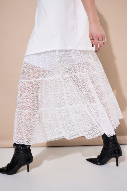 Sheer Lace Tiered Skirt