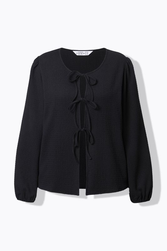 Tie Front Balloon Sleeve Blouse