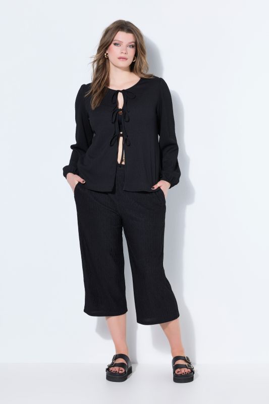 Tie Front Balloon Sleeve Blouse