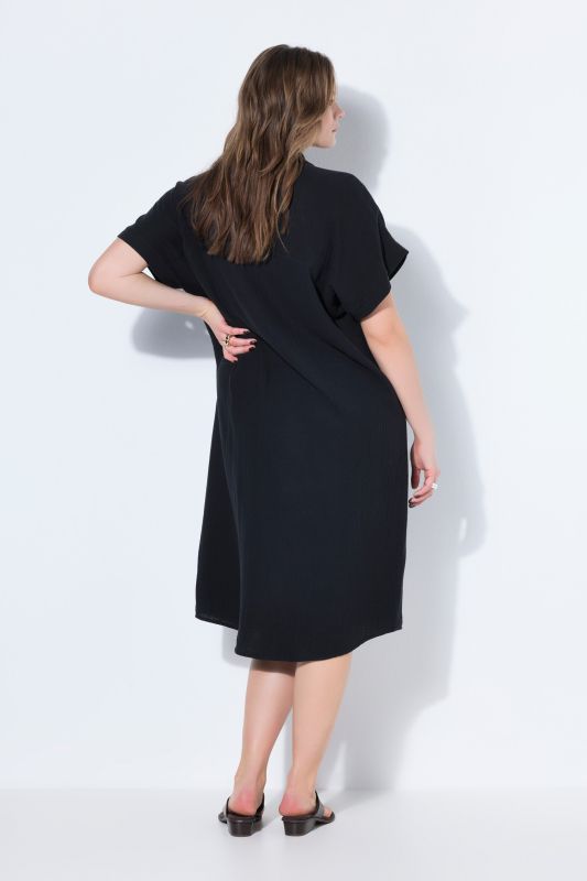 Muslin Cap Sleeve Button Down Shirt Dress