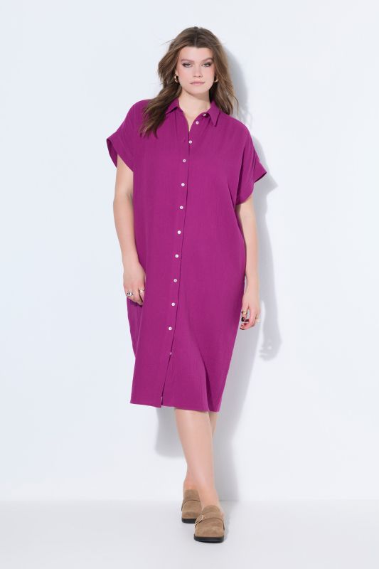 Muslin Cap Sleeve Button Down Shirt Dress
