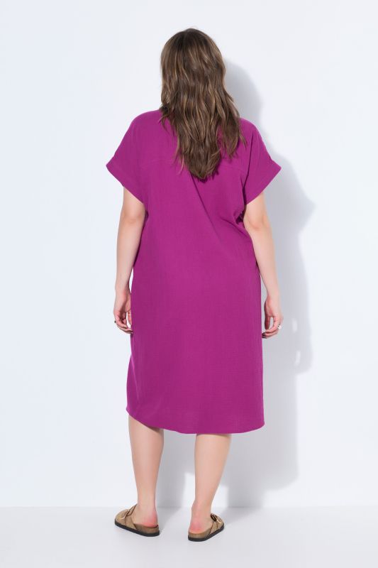 Muslin Cap Sleeve Button Down Shirt Dress