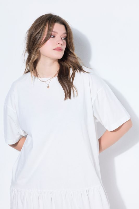 Flounce Panel Short Sleeve Jersey Dress