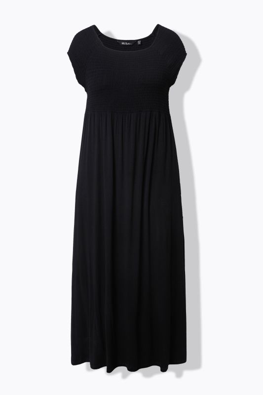 Solid Smocked Bodice Stretch Knit Maxi Dress