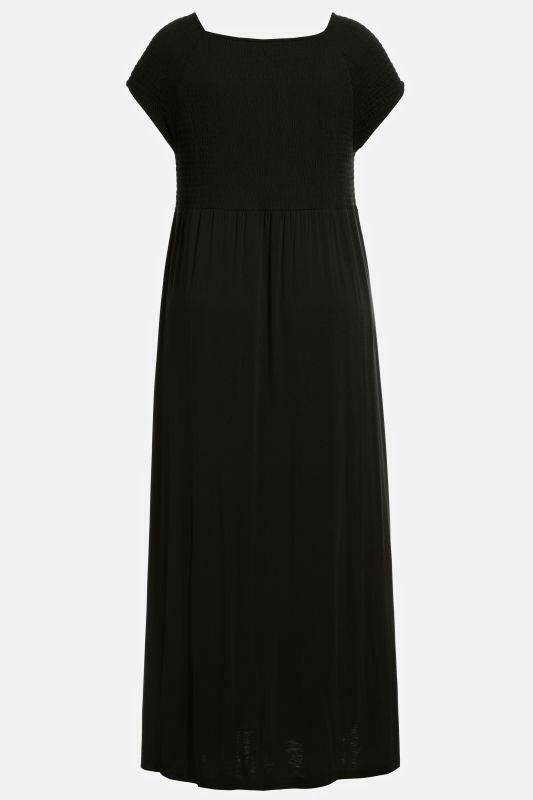 Solid Smocked Bodice Stretch Knit Maxi Dress