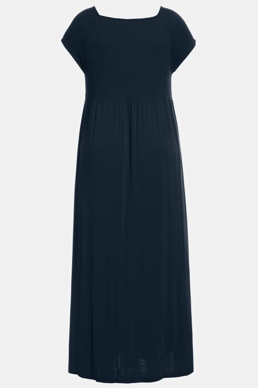 Solid Smocked Bodice Stretch Knit Maxi Dress