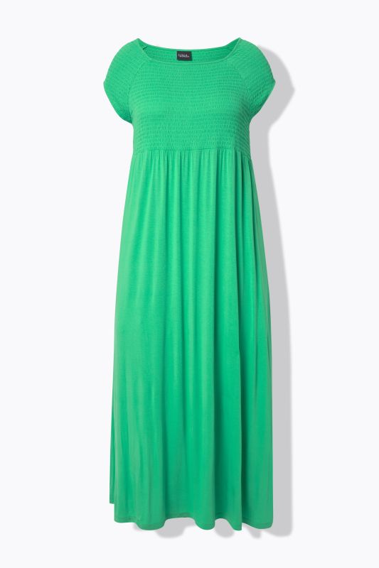 Solid Smocked Bodice Stretch Knit Maxi Dress
