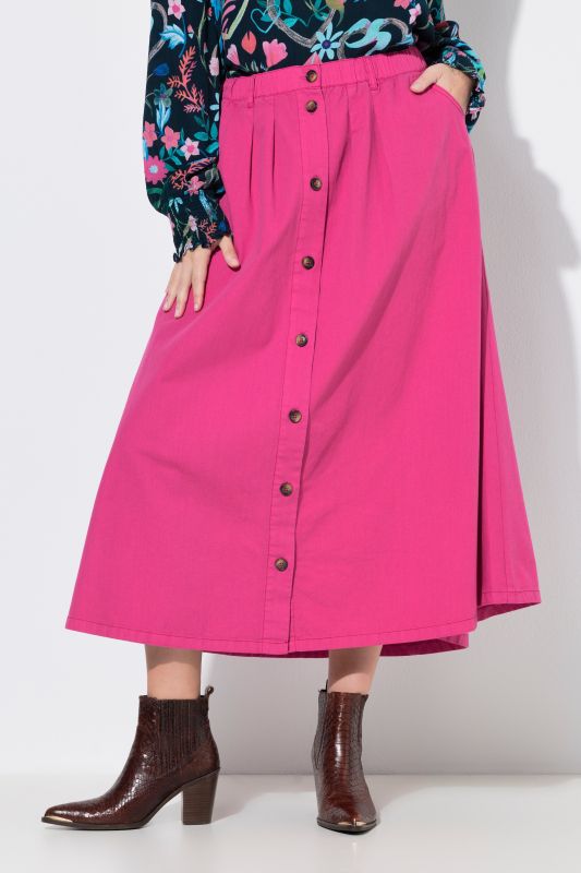 Button Front Denim Skirt