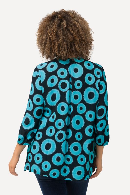 Smocked Circle Print 3/4 Sleeve Blouse